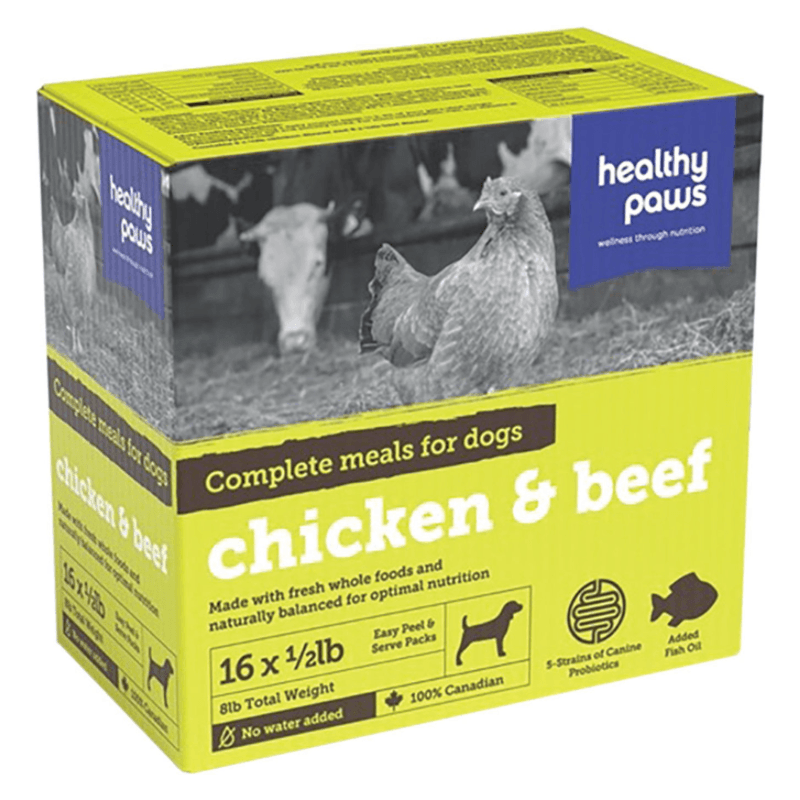 Frozen Raw Dog Food - Chicken & Beef - 16 x 1/2 lb - J & J Pet Club - Healthy Paws