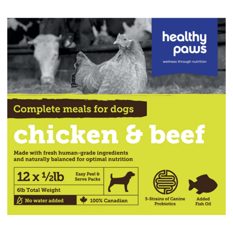 Frozen Raw Dog Food - Chicken & Beef - 16 x 1/2 lb - J & J Pet Club - Healthy Paws