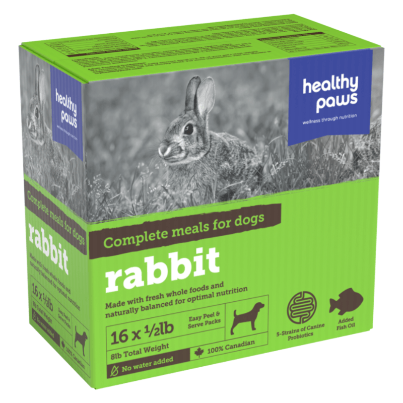 Frozen Raw Dog Food - Rabbit - 16 x 1/2 lb - J & J Pet Club - Healthy Paws