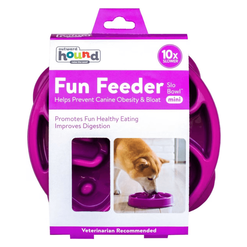 Fun Feeder Slo Bowl - Slow Feeder For Mini Dogs - Purple - J & J Pet Club - Outward Hound