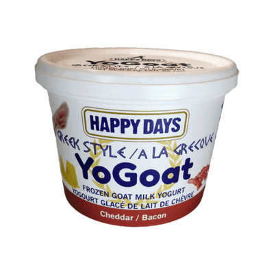Greek Style Frozen Goat Milk Yogurt - YoGoat - Cheddar/Bacon - 475 g - J & J Pet Club - Happy Days