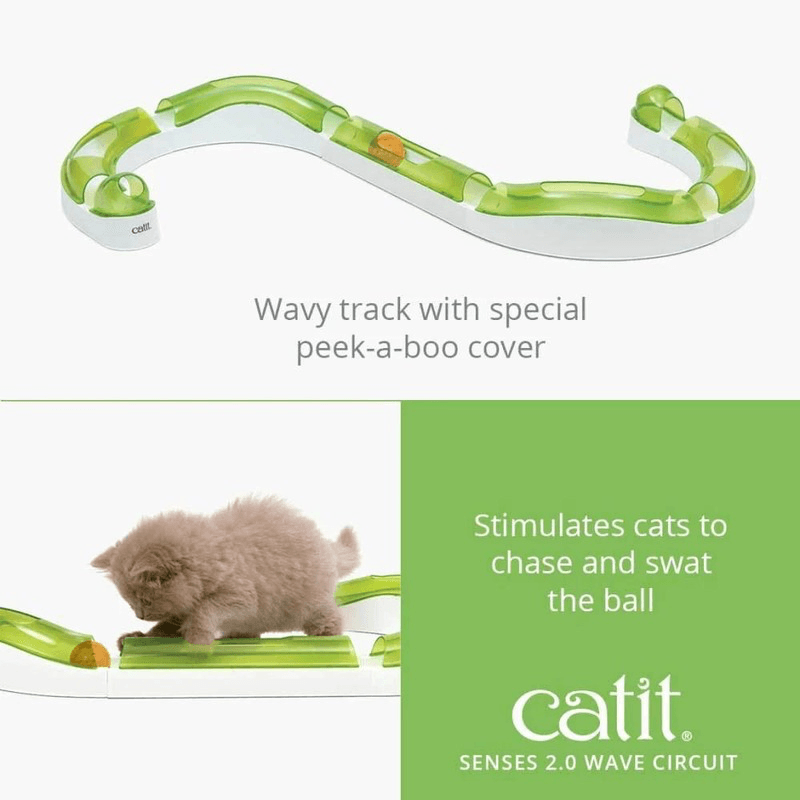 Interactive Cat Toy - Senses 2.0 Playground - WAVE CIRCUIT - 10" Wave Track - J & J Pet Club - Catit
