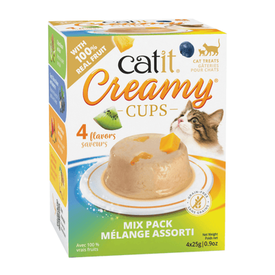 Lickable Cat Treat - CREAMY CUPS - Variety Pack - 25 g cup, pack of 4 - J & J Pet Club - Catit