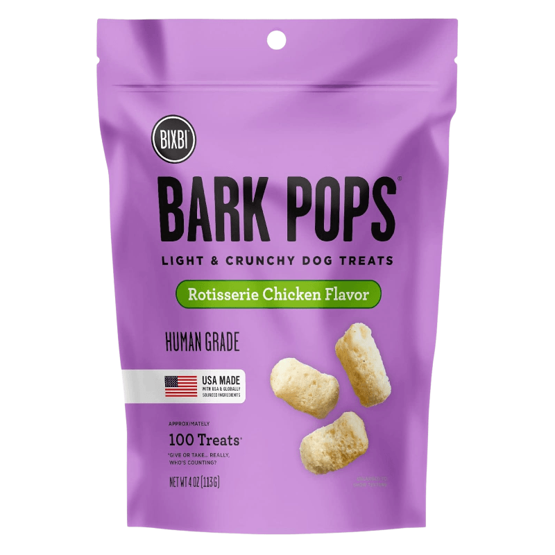 Light & Crunchy Dog Treat - BARK POPS - Rotisserie Chicken Flavor - 4 oz - J & J Pet Club - BIXBI