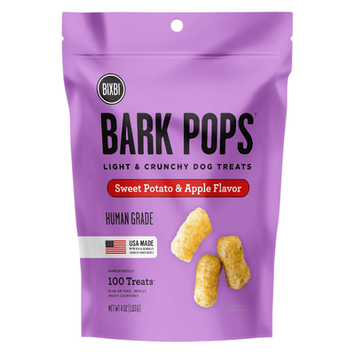 Light & Crunchy Dog Treat - BARK POPS - Sweet Potato & Apple Flavor - 4 oz