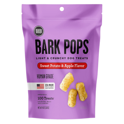 Light & Crunchy Dog Treat - BARK POPS - Sweet Potato & Apple Flavor - 4 oz - J & J Pet Club - BIXBI