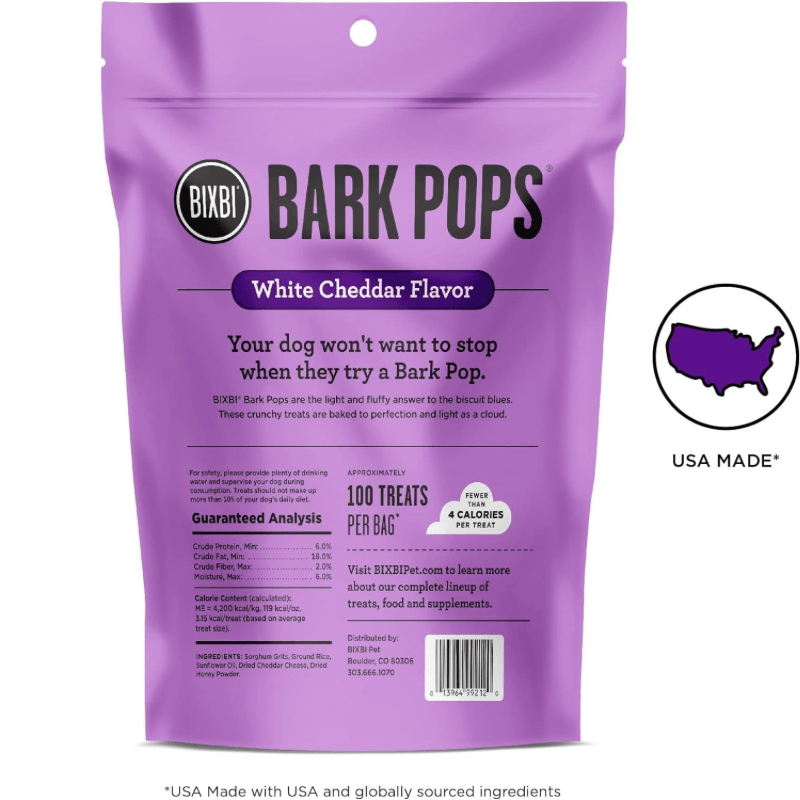 Light & Crunchy Dog Treat - BARK POPS - White Cheddar Flavor - 4 oz - J & J Pet Club - BIXBI