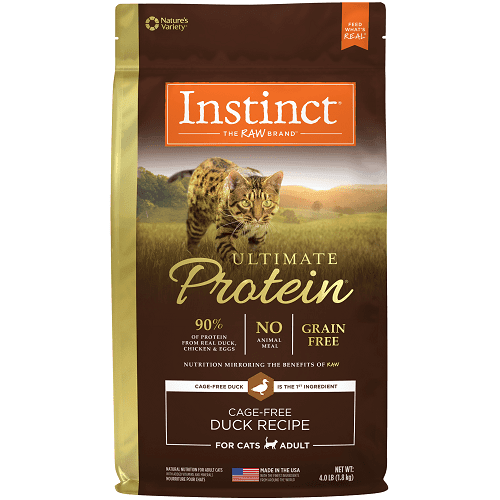 *Little Damaged* Dry Cat Food - ULTIMATE PROTEIN - Raw Coated - Cage Free Duck Recipe For Adult Cats - 4 lb *Pickup Only* - J & J Pet Club - Instinct