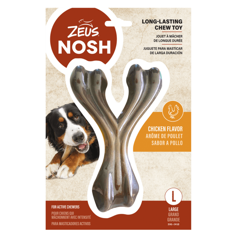 Long-Lasting Dog Chewing Toy, NOSH STRONG WISHBONE - Chicken Flavor - J & J Pet Club - Zeus