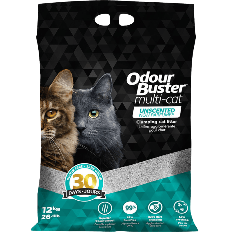 Multi-Cat Unscented Clumping Cat Litter - 12 kg - J & J Pet Club - Odour Buster