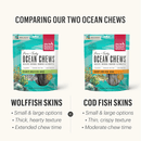 Natural Dog Chews - OCEAN CHEWS - Crispy Cod Fish Skins - J & J Pet Club - The Honest Kitchen