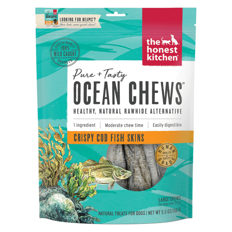 Natural Dog Chews - OCEAN CHEWS - Crispy Cod Fish Skins - J & J Pet Club - The Honest Kitchen