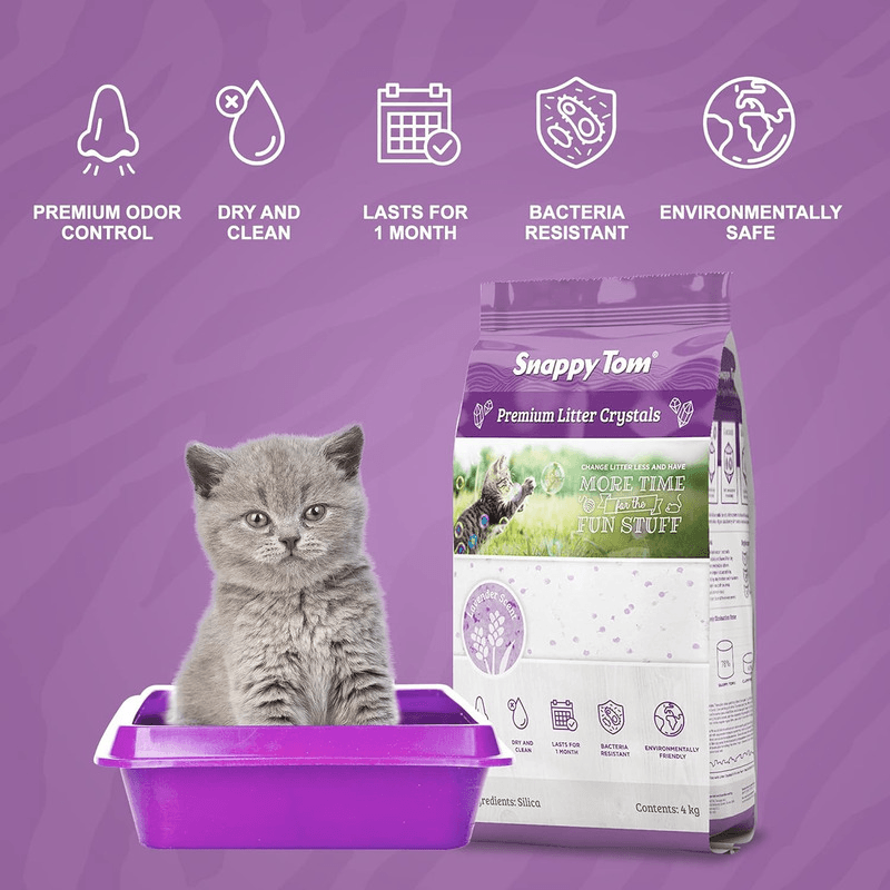 Non-Clumping Crystal Cat Litter, Lavender - J & J Pet Club - Snappy Tom