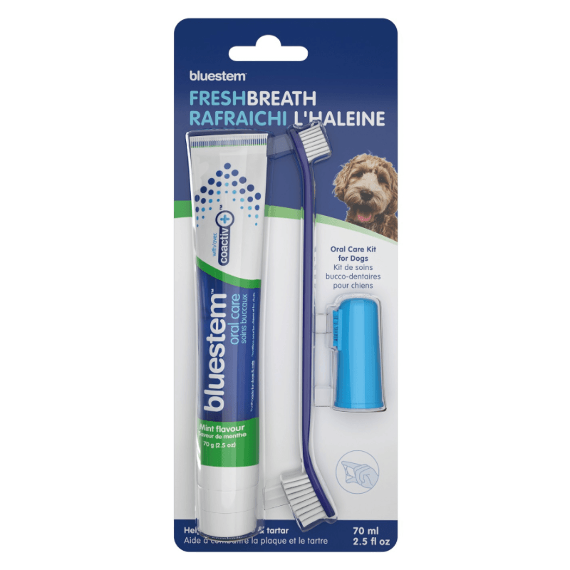 Oral Care Kit For Dogs - FRESH BREATH - Vanilla Mint Flavor - 70 mL - J & J Pet Club - Bluestem