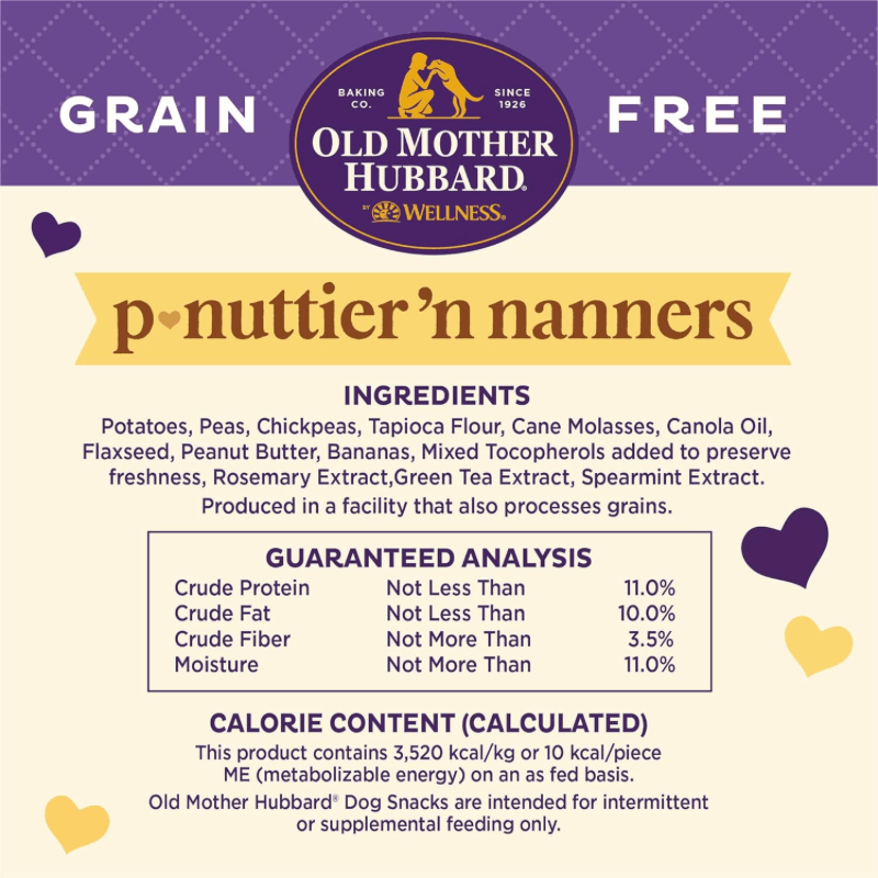 Oven Baked Dog Biscuits, Grain Free P-Nuttier 'N Nanners, Mini - 16 oz - J & J Pet Club - OLD MOTHER HUBBARD