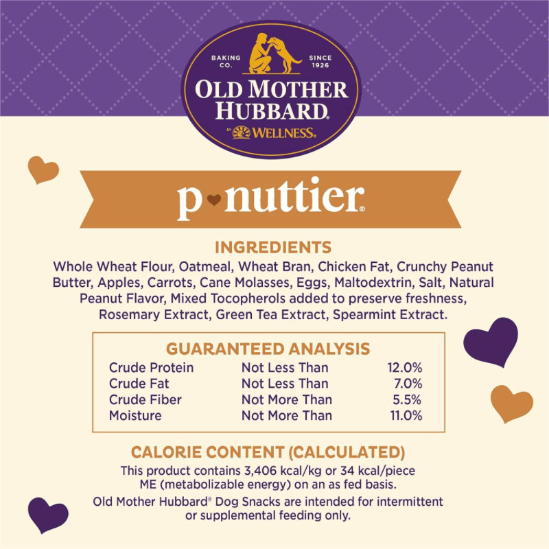 Oven Baked Dog Biscuits, P-Nuttier, Peanut Butter, Small - J & J Pet Club - OLD MOTHER HUBBARD