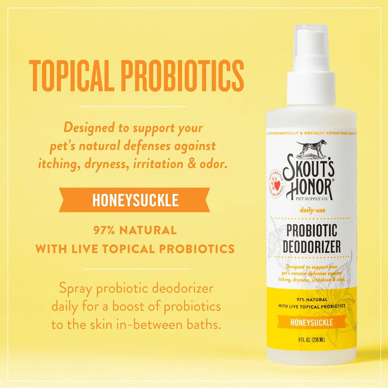 Probiotic Deodorizer For Dogs & Cats - Fragrance Honeysuckle - 8 oz - J & J Pet Club - Skout's Honor