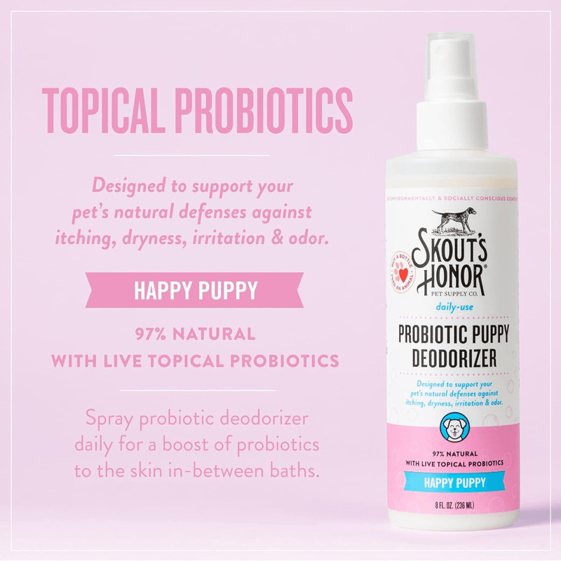 Probiotic Deodorizer For Puppies - Fragrance Happy Puppy - 8 oz - J & J Pet Club - Skout's Honor