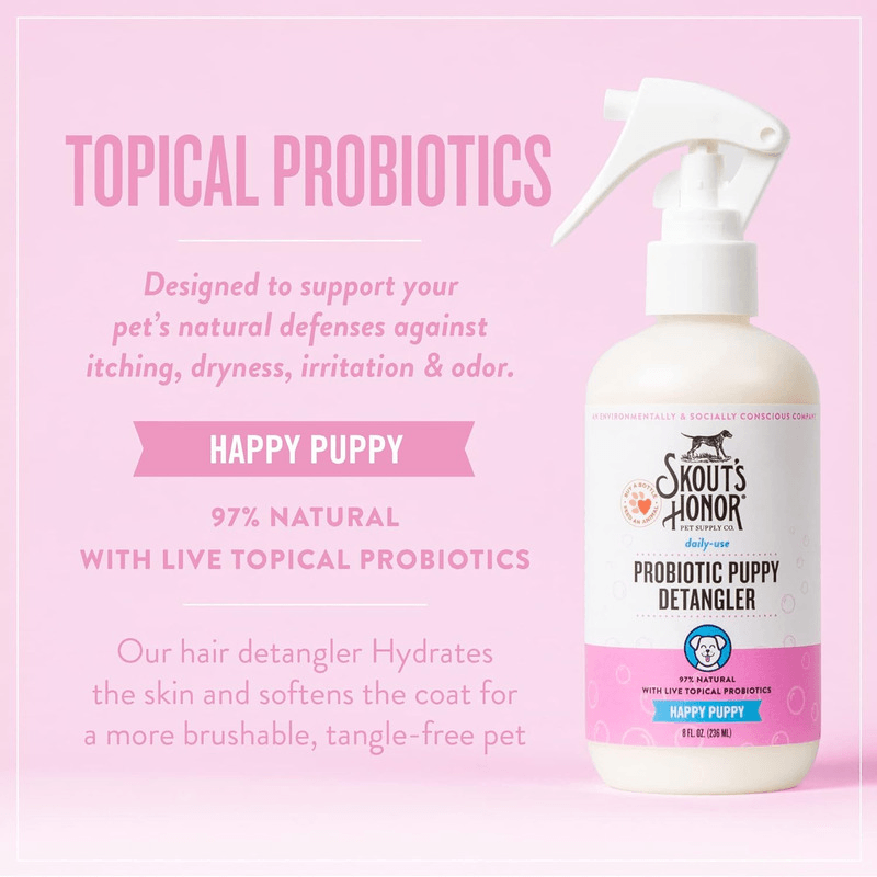 Probiotic Detangler For Puppies - Fragrance Happy Puppy - 8 oz - J & J Pet Club - Skout's Honor
