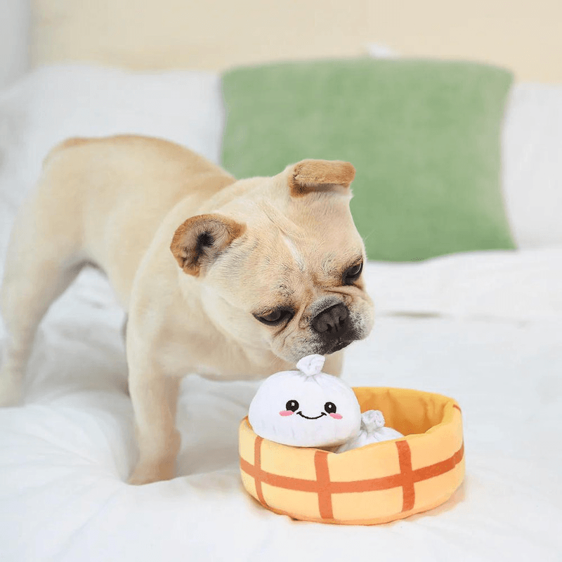 Puzzle Hunter Dog Toy - Food Party - Soup Dumplings - J & J Pet Club - HugSmart