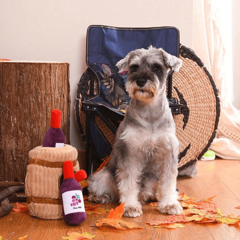 Puzzle Hunter Dog Toy - Food Party - Wine Barrel - J & J Pet Club - HugSmart