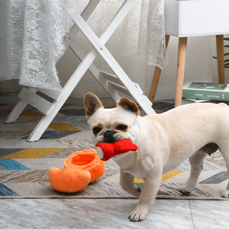 Puzzle Hunter Dog Toy - Fruity Critterz - Pumpkin - J & J Pet Club - HugSmart