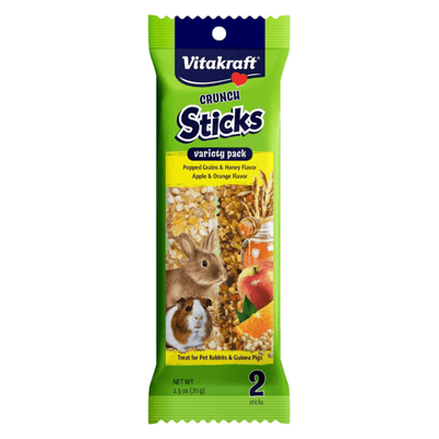 Rabbit/ Guinea Pig Treat - CRUNCH STICKS - Variety Pack - Pop Grains & Honey/ Apple & Orange Flavor - 2.5 oz - J & J Pet Club - Vitakraft