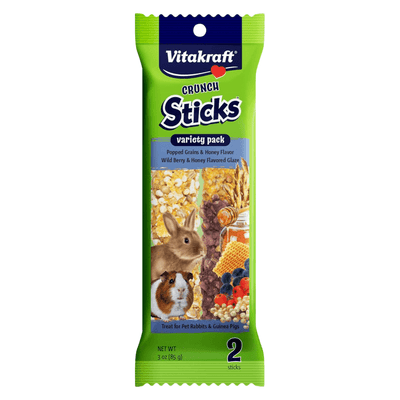 Rabbit/ Guinea Pig Treat - CRUNCH STICKS - Variety Pack - Pop Grains & Honey/ Wild Berry & Honey Flavor - 3 oz - J & J Pet Club - Vitakraft