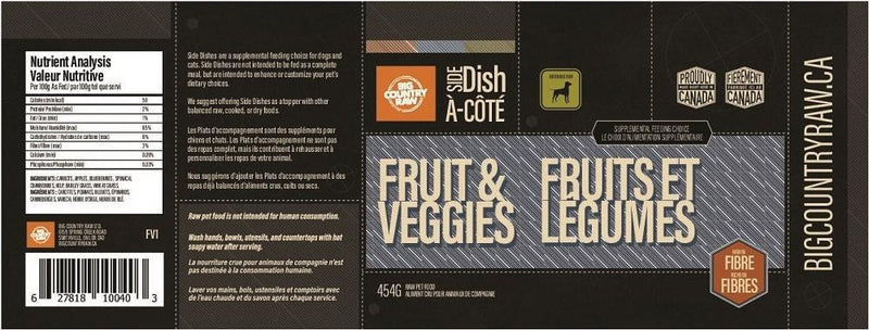 Raw Side Dish - Fruit and Vegetable Blend - 350 g - J & J Pet Club - Big Country Raw