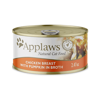 *SHORT DATED* Canned Cat Treat - Chicken Breast with Pumpkin in Broth - 2.47 oz (Best by Jul 7, 2024) - J & J Pet Club - Applaws