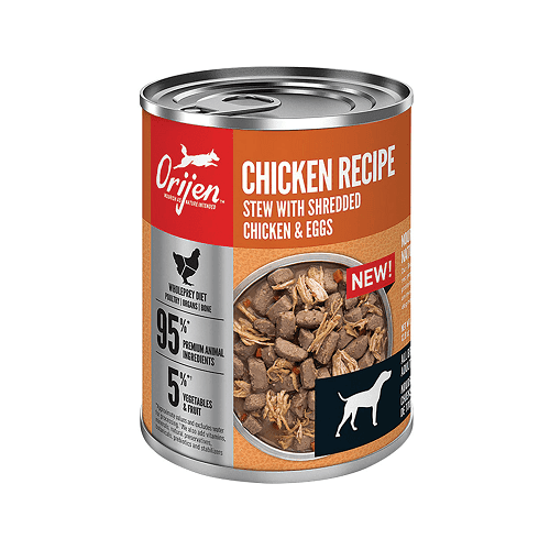 *SHORT DATED* Canned Dog Food - Premium Wet Food - Adult - Chicken Recipe Stew with Shredded Chicken & Eggs - 12.8 oz (Best By Jul 31, 2024) - J & J Pet Club - Orijen