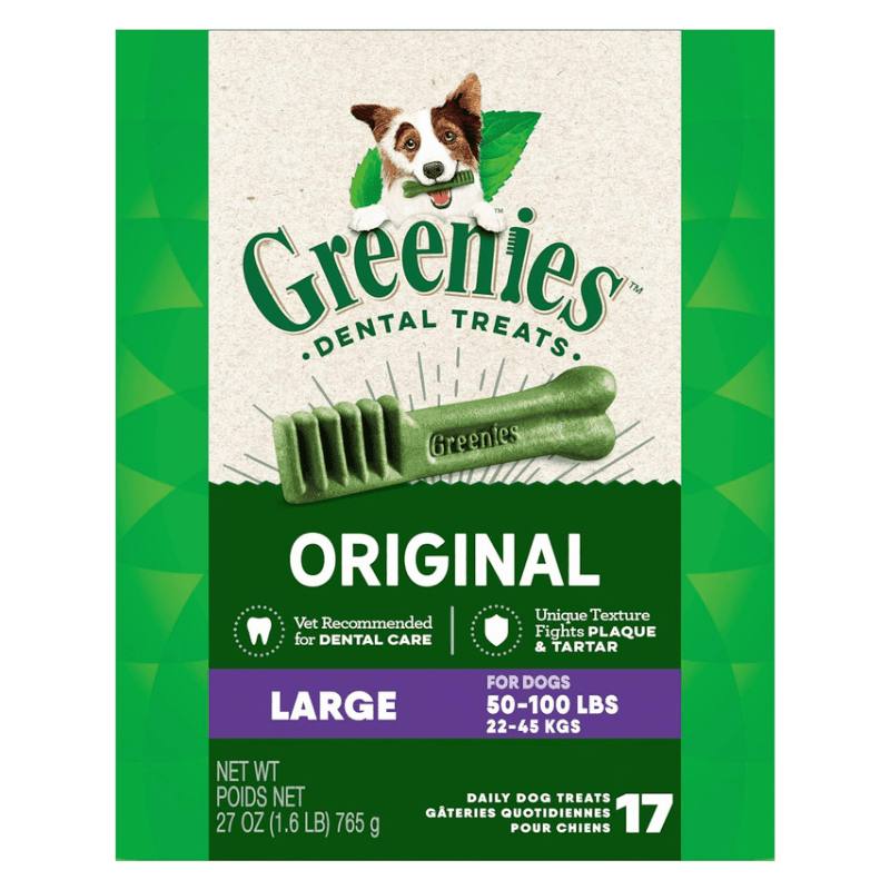 *SHORT DATED* Dog Dental Treat - Original LARGE - 27 oz (17 ct) (Best By Jul 07, 2024) - J & J Pet Club - Greenies