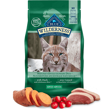 *SHORT DATED* Dry Adult Cat Food - BLUE Wilderness - Grain Free Duck Recipe - 11 lb (Best By Jul 21, 2024) - J & J Pet Club - Blue Buffalo