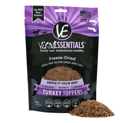 *SHORT DATED* Freeze Dried Dog Food Topper, PROTEIN MIX-IN, Ground Turkey Recipe - 6 oz (Best By Aug 24, 2024) - J & J Pet Club - Vital ESSENTIALS