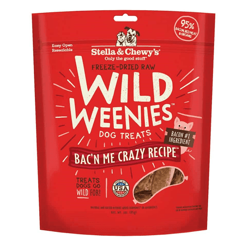 *SHORT DATED* Freeze Dried Dog Treat - Wild Weenies - Bac'n Me Crazy - 3.25 oz (Best By Sep 30, 2024) - J & J Pet Club - Stella & Chewy's