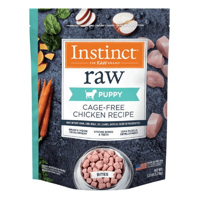 *SHORT DATED* Frozen Raw Dog Food - Cage Free Chicken Bites For Puppies - 3 lb (Best By Sep 06, 2024) - J & J Pet Club - Instinct