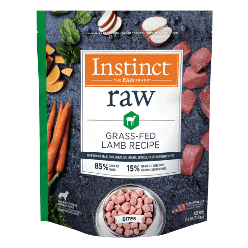 *SHORT DATED* Frozen Raw Dog Food - Grass Fed Lamb Bites For Adult Dogs - 5.4 lb (Best By Jul 30, 2024) - J & J Pet Club - Instinct