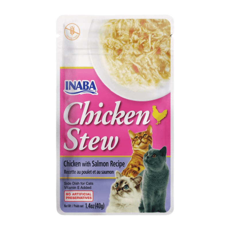Side Dish Cat Treat - CHICKEN STEW - Chicken with Salmon Recipe - 1.4 oz pouch - J & J Pet Club - Inaba