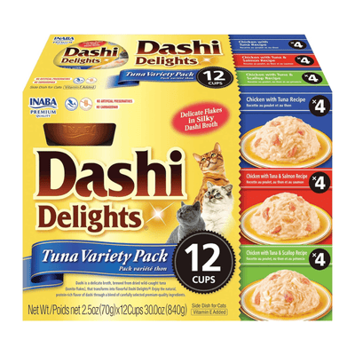 Side Dish Cat Treat - DASHI DELIGHTS - 12 ct Tuna Variety Pack - J & J Pet Club - Inaba