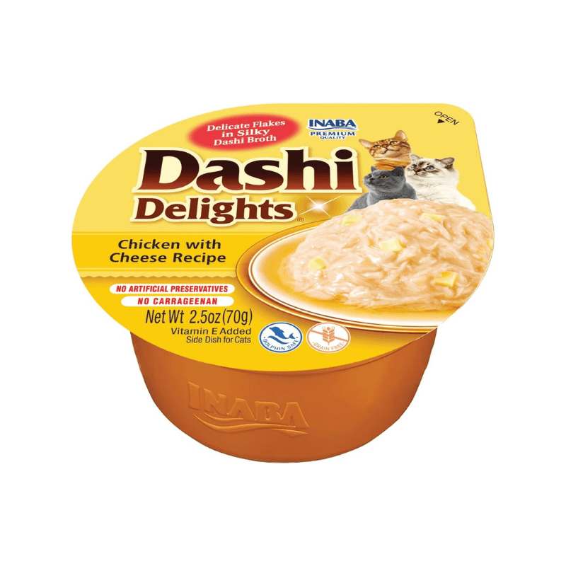 Side Dish Cat Treat - DASHI DELIGHTS - Chicken with Cheese Recipe - 2.5 oz cup - J & J Pet Club - Inaba