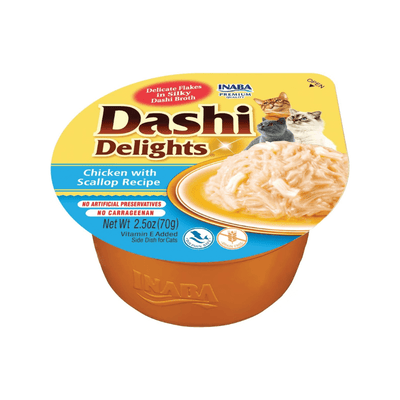 Side Dish Cat Treat - DASHI DELIGHTS - Chicken with Scallop Recipe - 2.5 oz cup - J & J Pet Club - Inaba