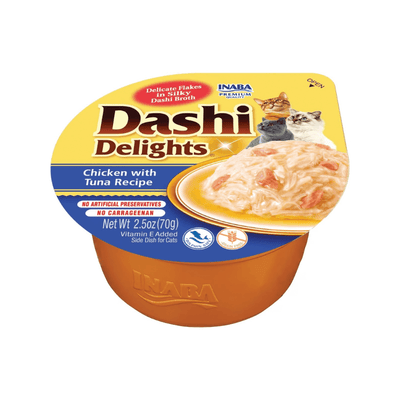 Side Dish Cat Treat - DASHI DELIGHTS - Chicken with Tuna Recipe - 2.5 oz cup - J & J Pet Club - Inaba