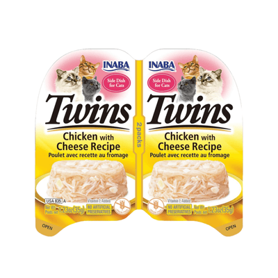 Side Dish Cat Treat - TWINS - Chicken with Cheese Recipe - 1.23 oz cup, pack of 2 - J & J Pet Club - Inaba