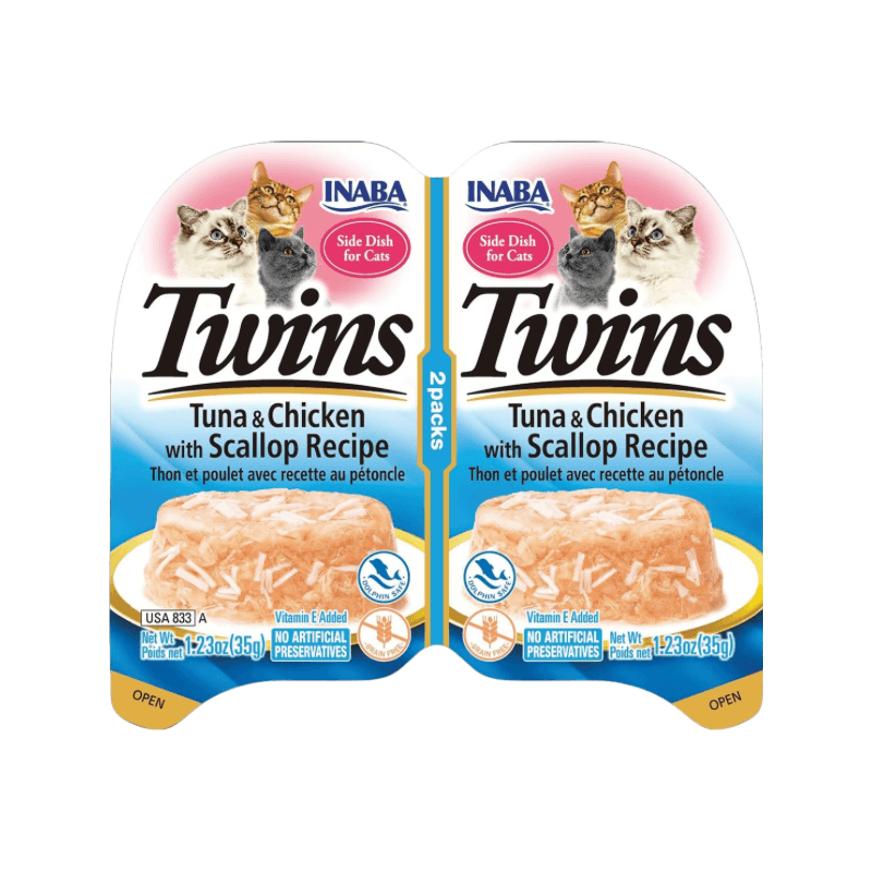 Side Dish Cat Treat - TWINS - Tuna & Chicken with Scallop Recipe - 1.23 oz cup, pack of 2 - J & J Pet Club - Inaba