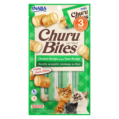 Soft & Chewy Cat Treat - CHURU BITES - Tuna Recipe - 0.35 oz tube, pack of 3 - J & J Pet Club - Inaba