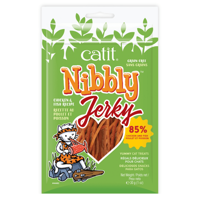 Soft & Chewy Cat Treat - Nibbly Jerky - Chicken & Fish Recipe - 30 g - J & J Pet Club - Catit