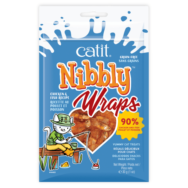 Soft & Chewy Cat Treat - Nibbly Wraps - Chicken & Fish - 30 g - J & J Pet Club - Catit