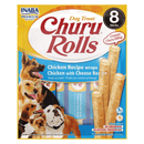 Soft & Chewy Dog Treat - CHURU ROLLS - Chicken with Cheese Recipe - 0.42 oz tube, pack of 8 - J & J Pet Club - Inaba