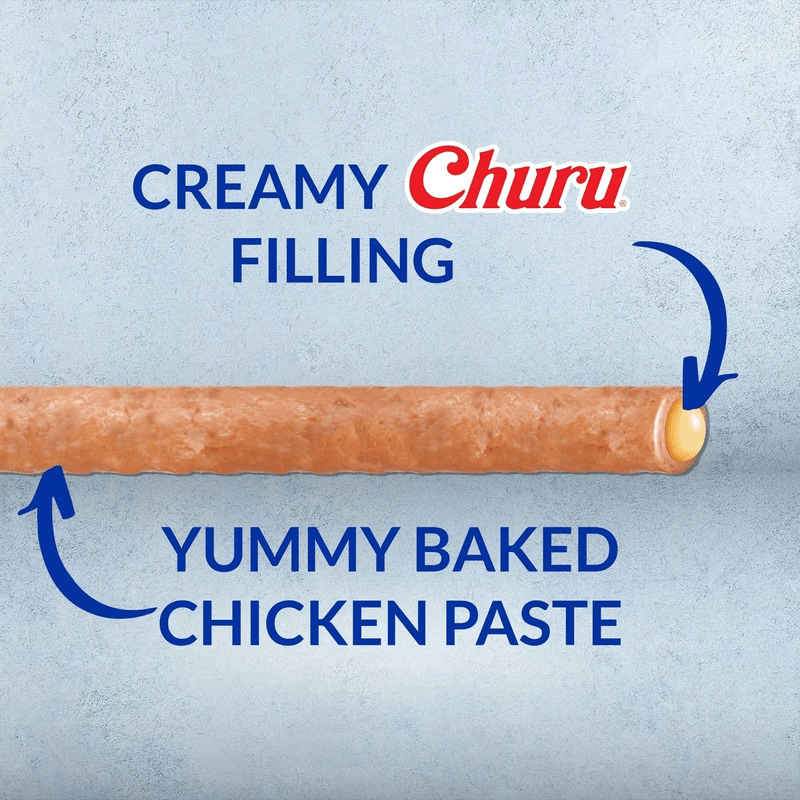 Soft & Chewy Dog Treat - CHURU ROLLS - Chicken with Cheese Recipe - 0.42 oz tube, pack of 8 - J & J Pet Club - Inaba