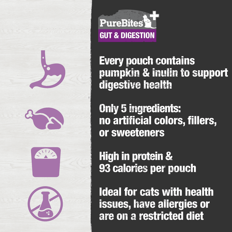 Squeezable Creamy Cat Treat - Gut & Digestion - 2.5 oz pouch - J & J Pet Club - Purebites